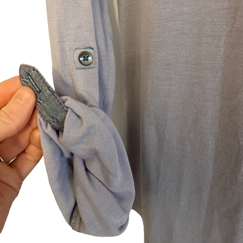 Sundance Button Down Patch Work Top Shirt Rollup … - image 6